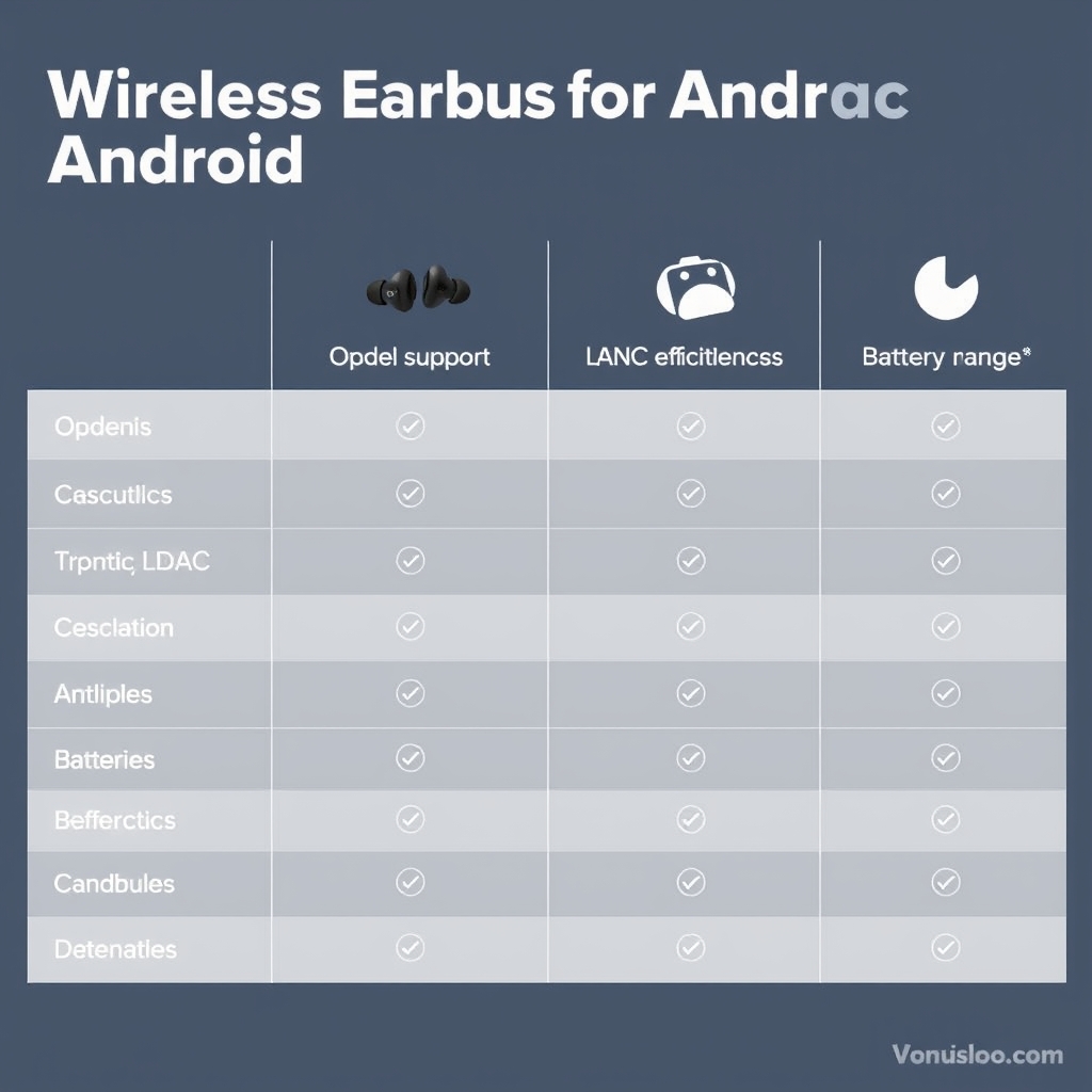 Comparison table of AirPods alternatives for Android