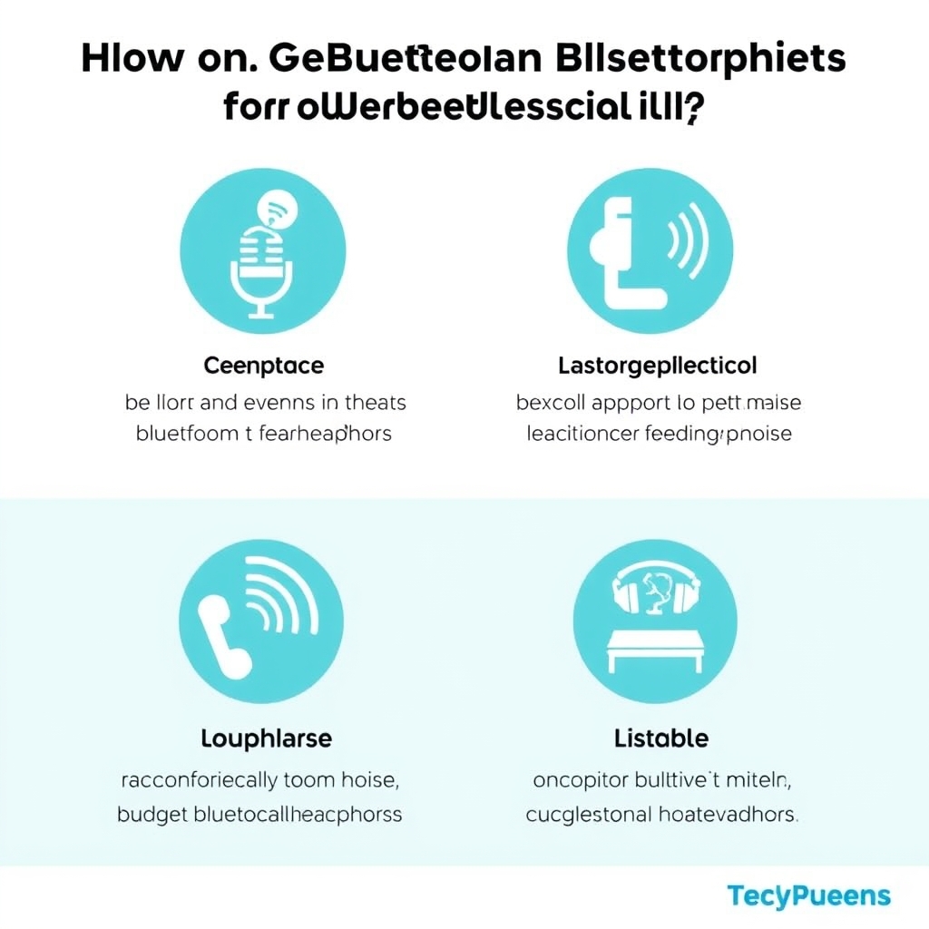 Infographic detailing criteria for best budget Bluetooth headphones for calls