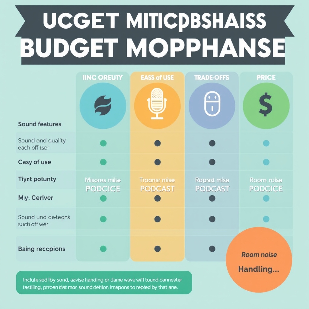 Infographic comparing budget podcast microphones.
