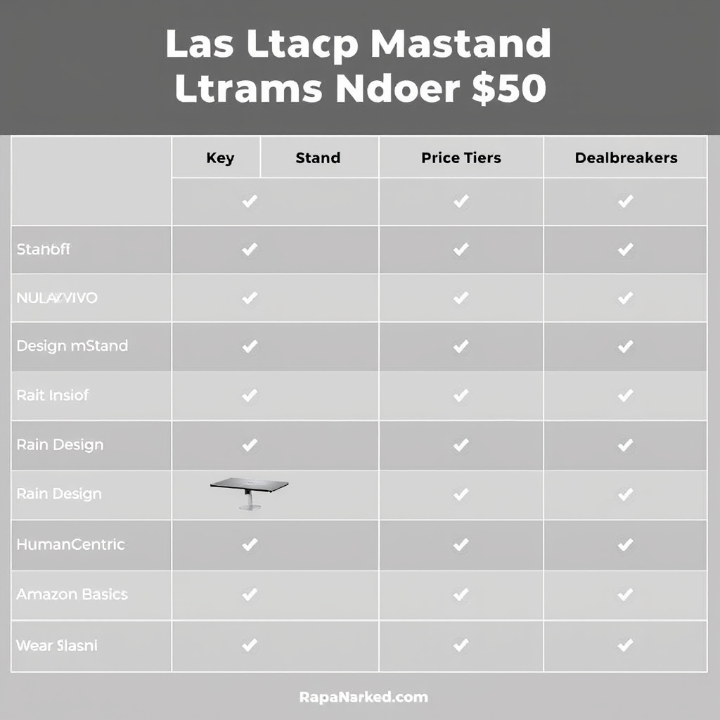 Comparison chart of best monitor stands for laptops under $50