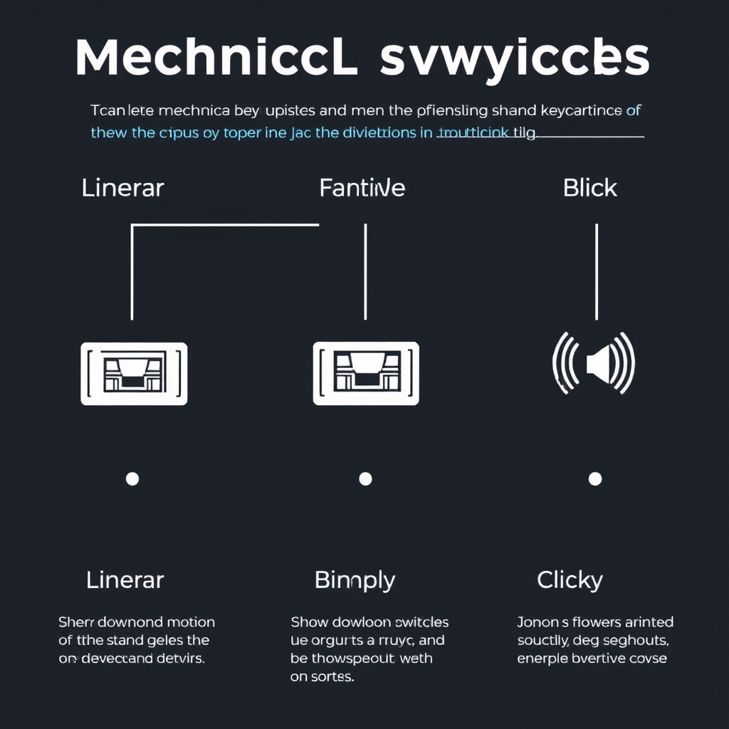 Infographic comparing linear, tactile, and clicky mechanical keyboard switches.