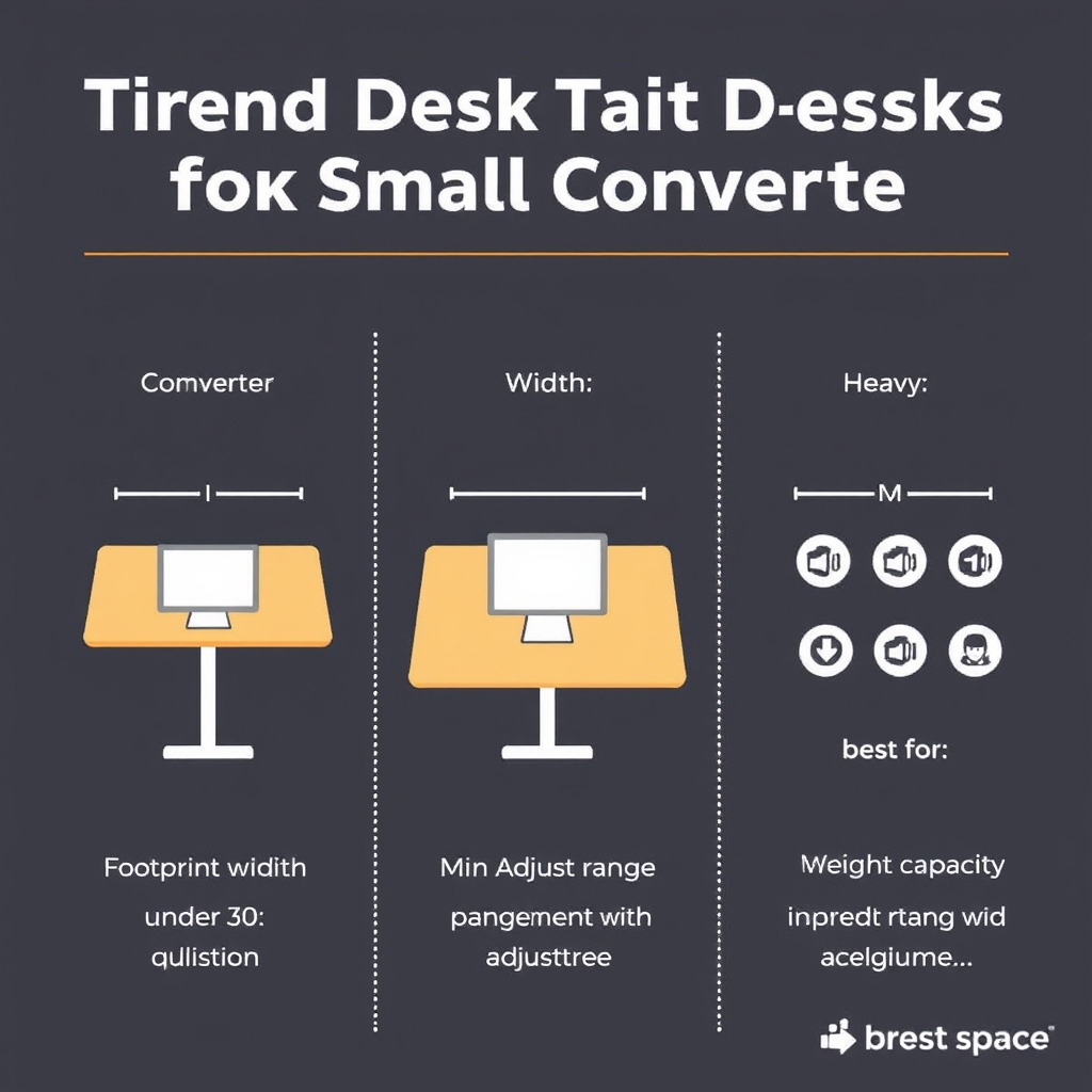 Comparison infographic of standing desk converters for small spaces.